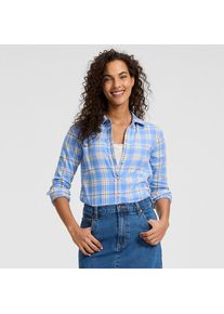 LANDS' END Boyfriend-Bluse aus Flanell, Damen, size: regular, Blau, Baumwolle, by Lands' End