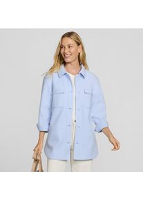 Soft Fleece Hemdjacke in Petite-Gr&ouml;&szlig;e, Damen, size: petite, Blau, Polyester, by Lands' End