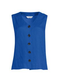 LANDS' END Premium Reinleinen-Top mit Kn&ouml;pfen f&uuml;r Damen, Damen, size: regular, Blau, Leinen, by Lands' End