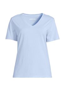 LANDS' END Supima Kurzarm-Shirt mit V-Ausschnitt f&uuml;r Damen, Damen, size: regular, Blau, Baumwolle, by Lands' End