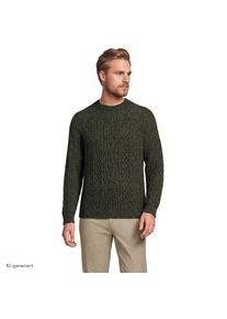 Zopfmuster-Pullover aus Baumwoll/Wollmix, Herren, size: regular, Gr&uuml;n, Baumwoll-Mischung/Woll-Mischung/Nylon-Mischung, by Lands' End