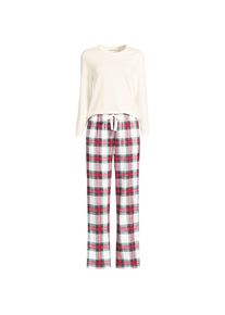 LANDS' END Pyjama-Set mit Flanellhose f&uuml;r Damen, Damen, size: regular, Elfenbein, Baumwolle/Baumwoll-Mischung/Viskose-Mischung, by Lands' End