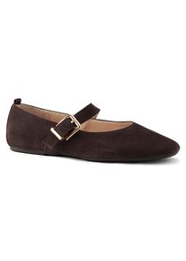 LANDS' END Riemchenballerinas aus Veloursleder, Damen, size: regular, Braun, Rauleder, by Lands' End