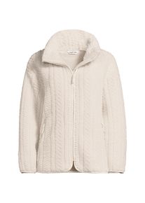 LANDS' END Zopfmuster-Fleecejacke, Damen, size: regular, Elfenbein, Polyester, by Lands' End