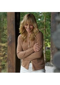 LANDS' END Kaschmir-Cardigan mit rundem Ausschnitt, Damen, size: regular, Beige, Kaschmir, by Lands' End