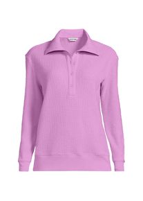 LANDS' END Waffelstrick-Pullover mit gekn&ouml;pftem Kragen in Petite-Gr&ouml;&szlig;e, Damen, size: petite, Pink, Baumwoll-Mischung/Polyester-Mischung, by Lands' End