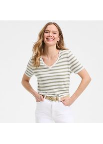 LANDS' END Soft Flow Shirt aus Leinenmix mit V-Ausschnitt f&uuml;r Damen, Damen, size: regular, Elfenbein, Leinen/Baumwolle Modal, by Lands' End