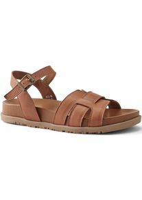 LANDS' END Ledersandalen mit Kn&ouml;chelriemchen f&uuml;r Damen, Damen, size: regular, Beige, Leder, by Lands' End