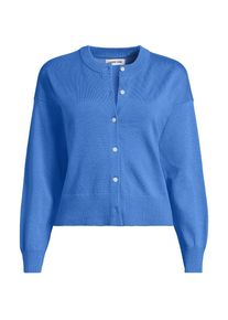LANDS' END Kurzer Feinstrick-Cardigan aus Baumwolle f&uuml;r Damen, Damen, size: regular, Blau, Baumwolle, by Lands' End