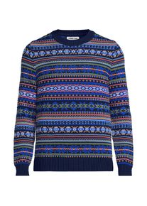 Fair Isle Drifter Pullover aus reiner Baumwolle, Herren, size: regular, Blau, Baumwolle, by Lands' End
