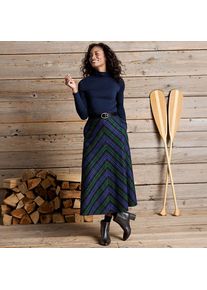 LANDS' END Flanell-Midirock, Damen, size: regular, Blau, Elasthan/Viskose/Polyester-Mischung, by Lands' End
