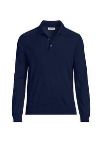 LANDS' END Merino-Polopullover f&uuml;r Herren, Herren, size: regular, Blau, Wolle, by Lands' End