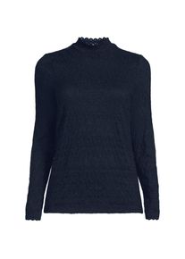 Spitzenshirt mit Stehkragen f&uuml;r Damen, Damen, size: regular, Blau, Elasthan/Nylon-Mischung, by Lands' End