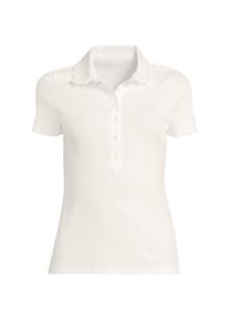 LANDS' END Feinripp-Poloshirt mit Lochmusterkragen, Damen, size: regular, Elfenbein, Baumwoll-Mischung, by Lands' End