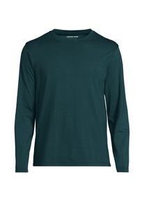 LANDS' END Supima Langarm-Shirt mit Rundhalsausschnitt, Herren, size: regular, Gr&uuml;n, Baumwolle, by Lands' End