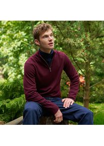 LANDS' END Merino-Pullover mit Rei&szlig;verschluss, Herren, size: regular, Rot, Wolle, by Lands' End