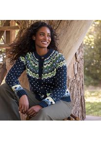 Fair Isle Cardigan aus Baumwollmix f&uuml;r Damen, Damen, size: regular, Blau, Polyacryl/Schurwolle/Baumwoll-Mischung, by Lands' End