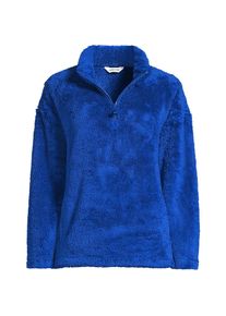 Pl&uuml;schfleece-Pullover mit Rei&szlig;verschluss f&uuml;r Damen in Petite-Gr&ouml;&szlig;e, Damen, size: petite, Blau, Polyester, by Lands' End