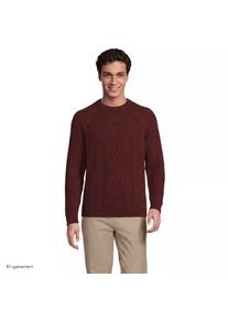 Zopfmuster-Pullover aus Baumwoll/Wollmix, Herren, size: regular, Rot, Baumwoll-Mischung/Woll-Mischung/Nylon-Mischung, by Lands' End