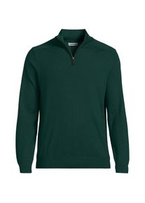 LANDS' END Merino-Pullover mit Rei&szlig;verschluss, Herren, size: regular, Gr&uuml;n, Wolle, by Lands' End