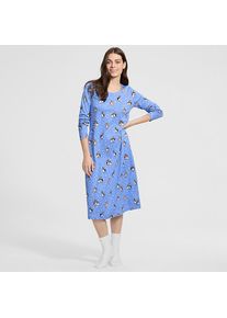 LANDS' END Wadenlanges Langarm-Nachthemd aus reiner Baumwolle f&uuml;r Damen, Damen, size: regular, Blau, Baumwolle, by Lands' End