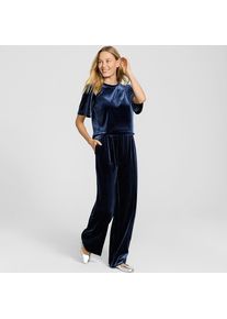 LANDS' END Samthose mit weitem Bein, Damen, size: regular, Blau, Polyester-Mischung, by Lands' End