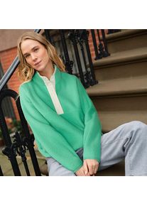 LANDS' END Teddy-Pullover mit Druckknopf-Leiste f&uuml;r Damen, Damen, size: regular, Gr&uuml;n, by Lands' End