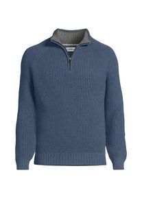 LANDS' END DRIFTER Pullover mit Rei&szlig;verschluss in Tall-Gr&ouml;&szlig;e, Herren, size: tall, Blau, Baumwolle, by Lands' End