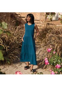 LANDS' END Flammgarn-Maxikleid aus reiner Baumwolle f&uuml;r Damen, Damen, size: regular, Blau, Baumwolle, by Lands' End