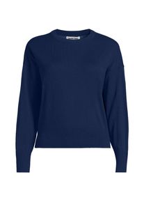 LANDS' END Feinstrick-Baumwollpullover mit unterlegtem Ausschnitt in Plus-Gr&ouml;&szlig;e, Damen, size: plus, Blau, Baumwolle, by Lands' End