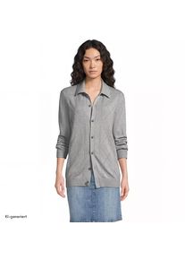 LANDS' END Feinstrick-Cardigan aus reiner Baumwolle mit Argyle-Muster, Herren, size: regular, Grau, Baumwolle, by Lands' End