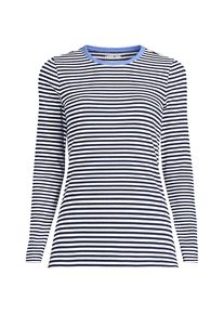 LANDS' END Langarmshirt aus mikrofeinem Baumwollripp f&uuml;r Damen, Damen, size: regular, Blau, Baumwolle/Elasthan, by Lands' End
