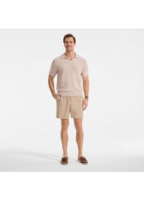 LANDS' END Leinenmix-Polopullover mit kurzen &Auml;rmeln f&uuml;r Herren, Herren, size: regular, Elfenbein, Baumwolle/Leinen/Nylon, by Lands' End