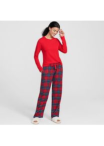 Pyjama-Set mit Flanellhose in Petite-Gr&ouml;&szlig;e f&uuml;r Damen, Damen, size: petite, Rot, Baumwolle/Baumwoll-Mischung/Viskose-Mischung, by Lands' End