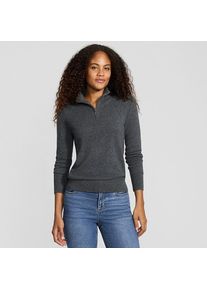 LANDS' END Kaschmir-Pullover mit Rei&szlig;verschluss, Damen, size: regular, Beige, Kaschmir, by Lands' End