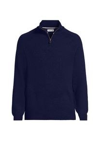 Rei&szlig;verschluss-Pullover aus Lambswool, Herren, size: regular, Blau, Wolle, by Lands' End