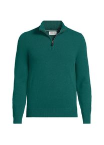 LANDS' END Kaschmir-Pullover mit Rei&szlig;verschluss, Herren, size: regular, Gr&uuml;n, Kaschmir, by Lands' End