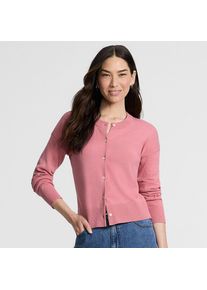 LANDS' END Kurzer Feinstrick-Cardigan aus Baumwolle f&uuml;r Damen, Damen, size: regular, Rot, Baumwolle, by Lands' End