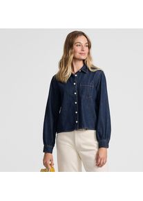 LANDS' END Kurze Jeansbluse aus reiner Baumwolle, Damen, size: regular, Blau, by Lands' End