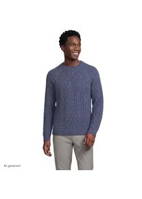 LANDS' END Zopfmuster-Pullover aus Baumwoll/Wollmix, Herren, size: regular, Blau, Baumwoll-Mischung/Woll-Mischung/Nylon-Mischung, by Lands' End