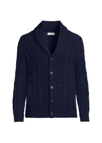 Schalkragen-Cardigan aus Baumwoll/Wollmix, Herren, size: regular, Blau, Baumwoll-Mischung/Woll-Mischung/Nylon-Mischung, by Lands' End