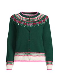 LANDS' END Fair Isle Drifter Cardigan in Petite-Gr&ouml;&szlig;e, Damen, size: petite, Rot, Baumwolle, by Lands' End