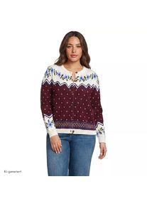 LANDS' END Drifter Jacquard-Cardigan mit Rundausschnitt in Plus-Gr&ouml;&szlig;e, Damen, size: plus, Rot, Baumwolle, by Lands' End