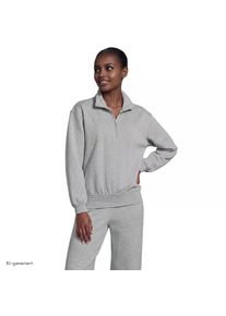 LANDS' END Serious Sweats Pullover mit Rei&szlig;verschluss, Damen, size: regular, Grau, Baumwoll-Mischung/Polyester-Mischung, by Lands' End