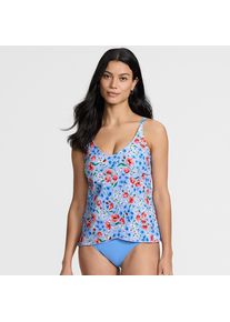 LANDS' END Tankinitop mit Tulpensaum chlorresistent f&uuml;r Damen, Damen, size: regular, Blau, Nylon-Mischung, by Lands' End