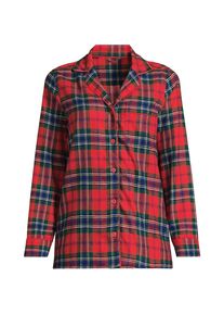 Gemustertes Pyjamahemd aus reinem Baumwoll-Flanell f&uuml;r Damen in Plus-Gr&ouml;&szlig;e, Damen, size: plus, Rot, Baumwolle, by Lands' End
