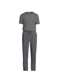 LANDS' END Jersey-Pyjamaset, Herren, size: regular, Schwarz, Elasthan/Baumwoll-Mischung, by Lands' End