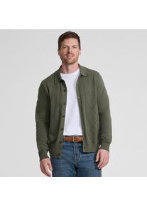 LANDS' END Feinstrick-Cardigan aus reiner Baumwolle mit Argyle-Muster, Herren, size: regular, Gr&uuml;n, Baumwolle, by Lands' End