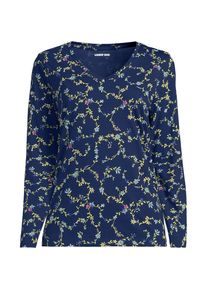LANDS' END Supima&reg; Langarm-Shirt mit V-Ausschnitt f&uuml;r Damen in Petite-Gr&ouml;&szlig;e, Damen, size: petite, Blau, Baumwolle, by Lands' End