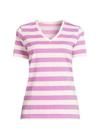 LANDS' END Supima Kurzarm-Shirt mit V-Ausschnitt f&uuml;r Damen in Plus-Gr&ouml;&szlig;e, Damen, size: plus, Elfenbein, Baumwolle, by Lands' End